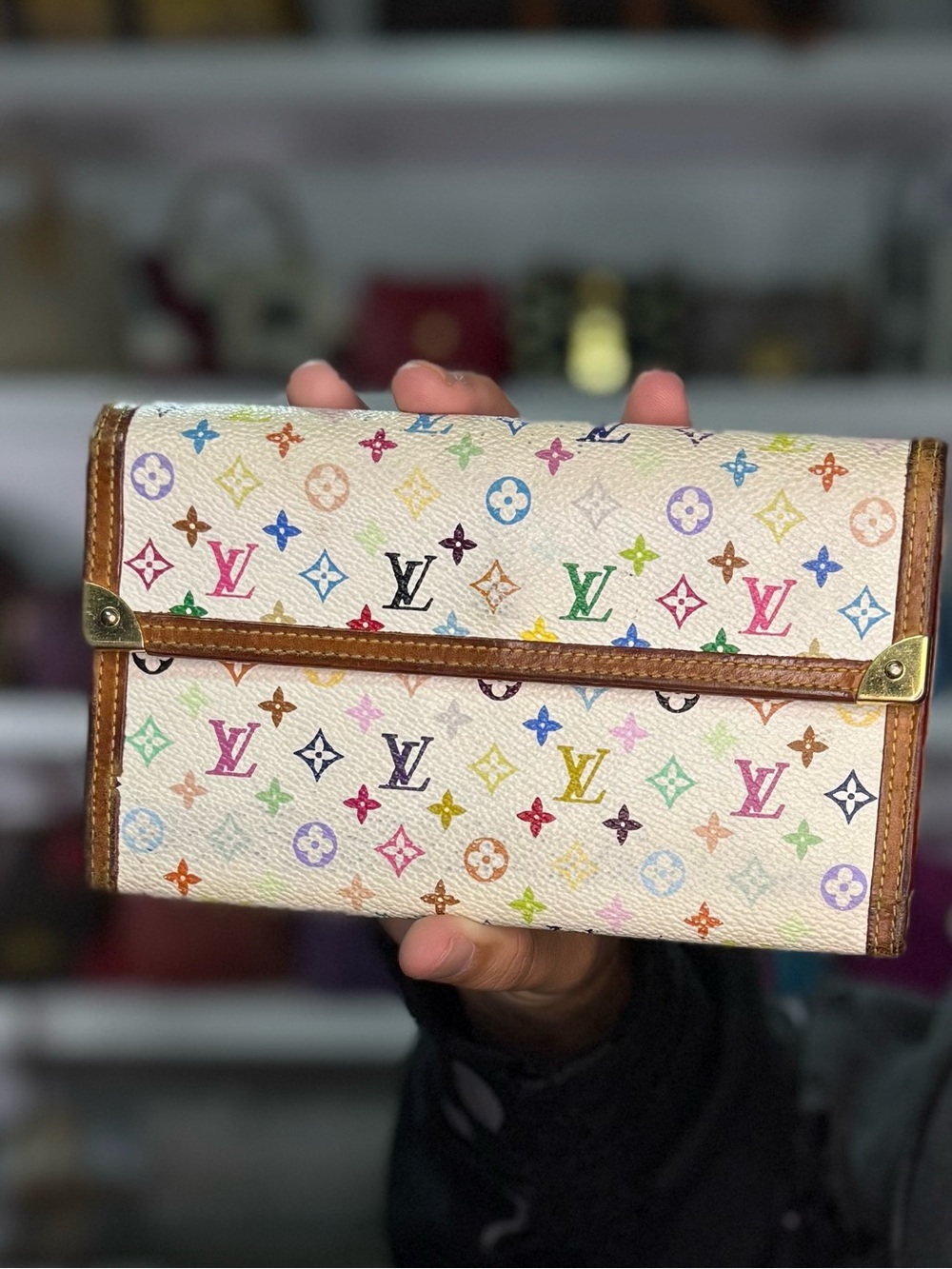 LV White Multicolor Long Wallet